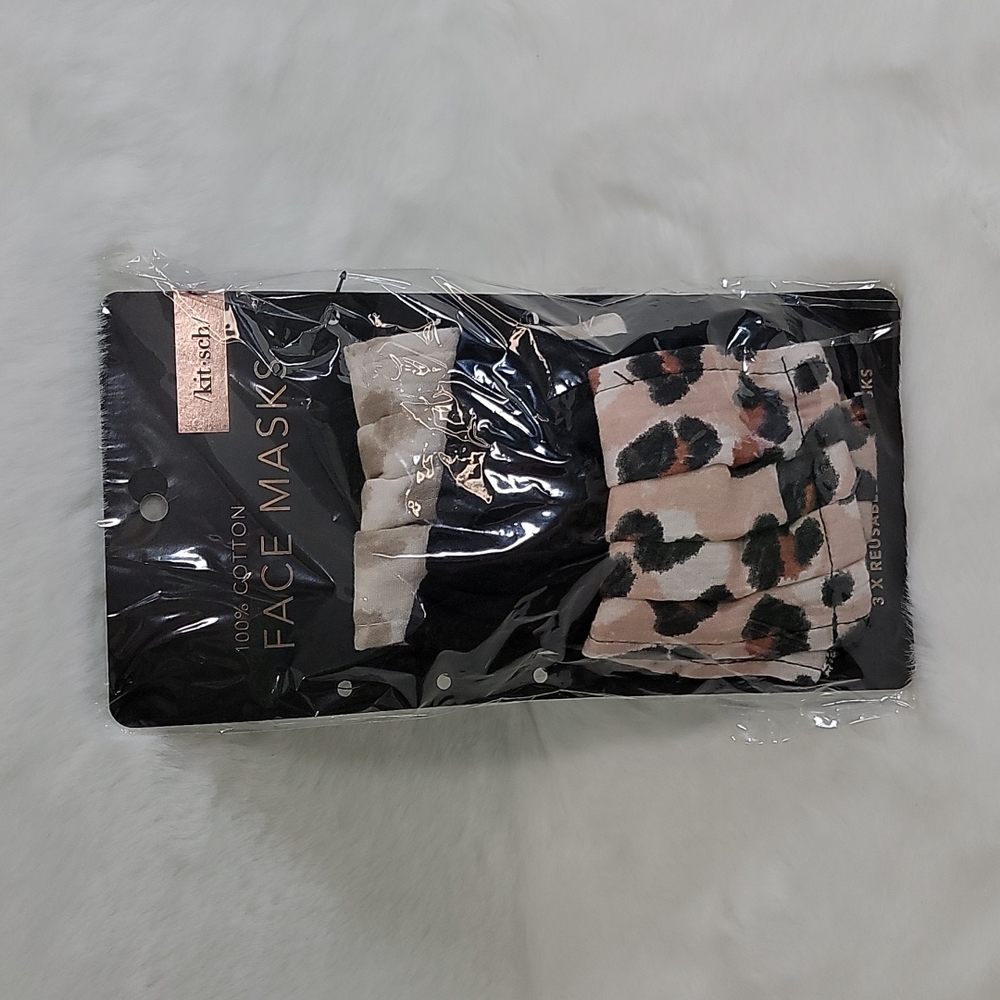 Kitsch Set of 3 100% Cotton Face Mask Leopard